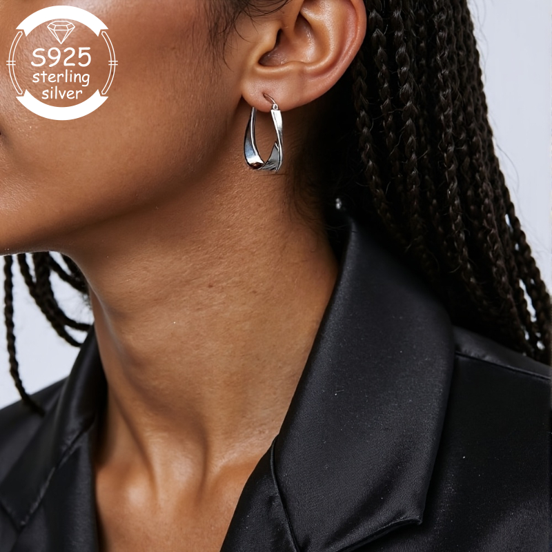 S925 Silvery Mobius Earrings — Gift for Girlfriend